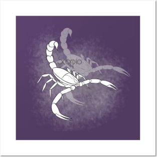 Zodiac sign Scorpio - Black and white lineart Posters and Art